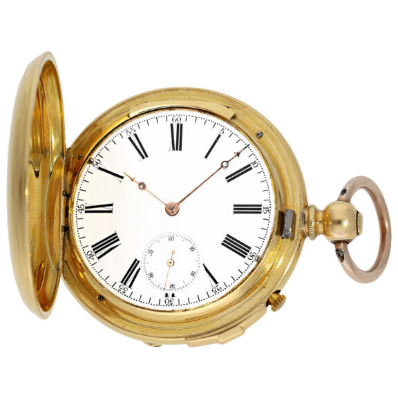 Swiss gold lever watch with special winding system Circa 1867 Swiss gold lever watch with special winding system Circa 1867