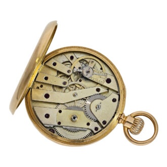 Swiss 18K red gold open faced cylinder pocket watch Circa 1880