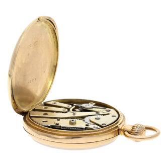 Swiss 18K red gold open faced cylinder pocket watch Circa 1880