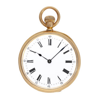 Swiss 18K red gold open faced cylinder pocket watch Circa 1880