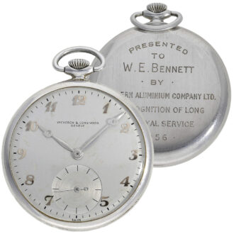 Swiss aluminium open faced presentation watch Circa 1955