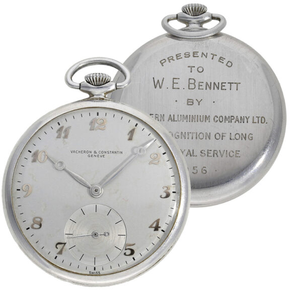 Swiss aluminium open faced presentation watch Circa 1955 Swiss aluminium open faced presentation watch Circa 1955