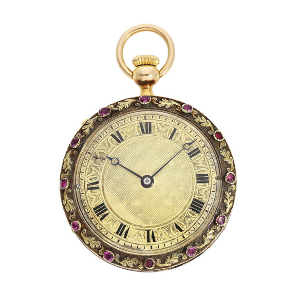 Swiss 18K rose gold ladies pocket watch with rubies Circa 1929 Swiss 18K rose gold ladies pocket watch with rubies Circa 1929