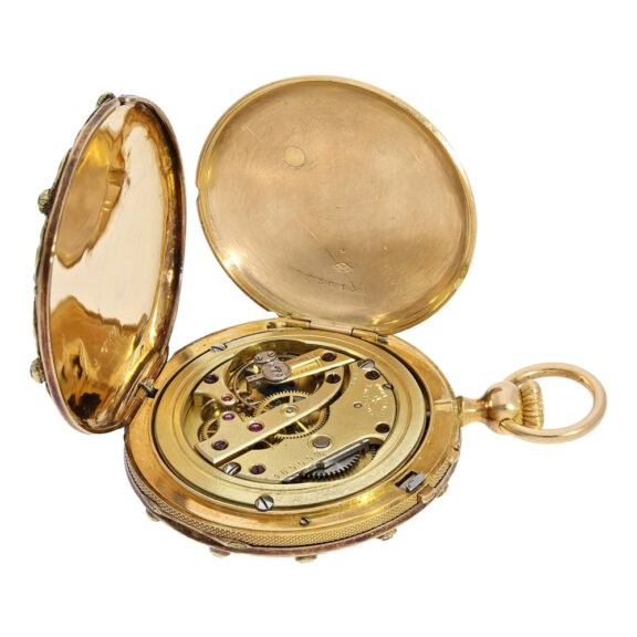 Swiss 18K rose gold ladies pocket watch with rubies Circa 1929 Swiss 18K rose gold ladies pocket watch with rubies Circa 1929