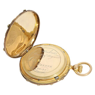 Swiss 18K rose gold ladies pocket watch with rubies Circa 1929