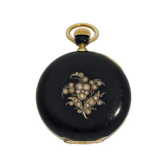 Swiss miniature pocket watch in black enamel case Circa 1860