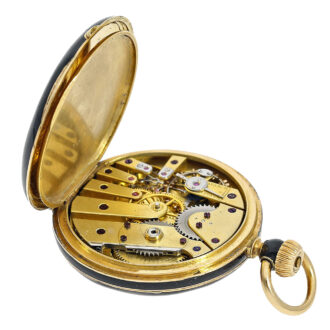 Swiss miniature pocket watch in black enamel case Circa 1860