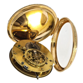 Pair-cased verge pocket watch with glass painting Circa 1800