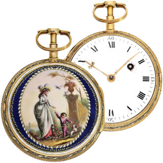 French two coloured gold and enamel verge pocket watch Circa 1780