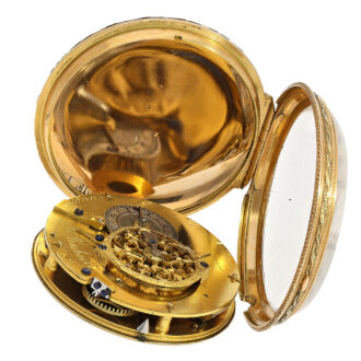 French two coloured gold and enamel verge pocket watch Circa 1780