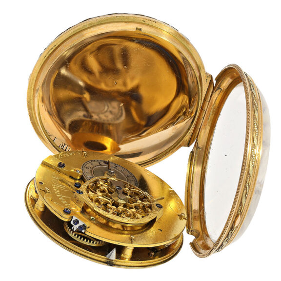 French two coloured gold and enamel verge pocket watch Circa 1780 French two coloured gold and enamel verge pocket watch Circa 1780