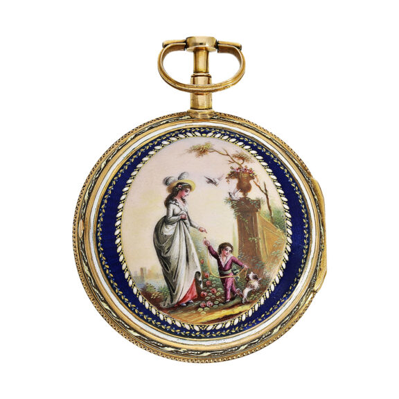 French two coloured gold and enamel verge pocket watch Circa 1780 French two coloured gold and enamel verge pocket watch Circa 1780
