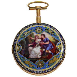 Swiss half pearl-set gold enamel repeating watch Circa 1790