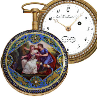 Swiss half pearl-set gold enamel repeating watch Circa 1790