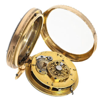 Swiss half pearl-set gold enamel repeating watch Circa 1790