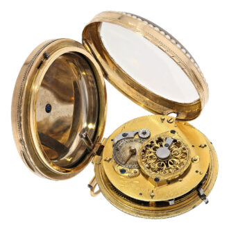 Swiss half pearl-set gold enamel repeating watch Circa 1790