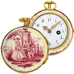 German gold with red enamel verge pocket watch Circa 1760