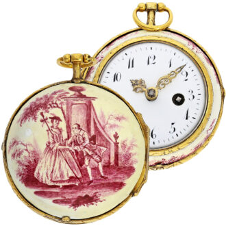 German gold with red enamel verge pocket watch Circa 1760