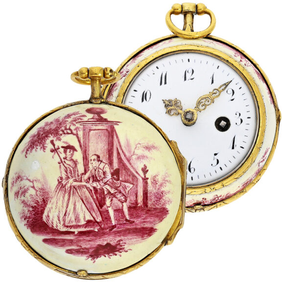 German gold with red enamel verge pocket watch Circa 1760