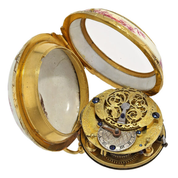 German gold with red enamel verge pocket watch Circa 1760 German gold with red enamel verge pocket watch Circa 1760