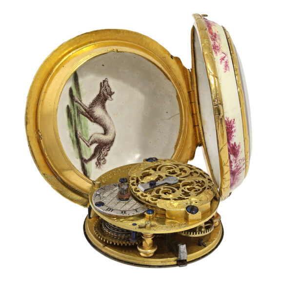 German gold with red enamel verge pocket watch Circa 1760 German gold with red enamel verge pocket watch Circa 1760