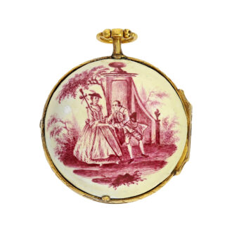 German gold with red enamel verge pocket watch Circa 1760