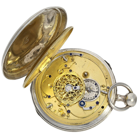 Swiss silver repeating watch with figured automaton Circa 1820 Swiss silver repeating watch with figured automaton Circa 1820