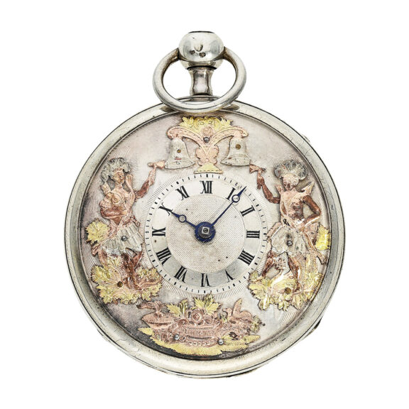 Swiss silver repeating watch with figured automaton Circa 1820