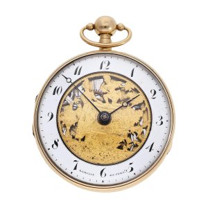 French gold skeletonized open faced pocket watch Circa 1810-1820