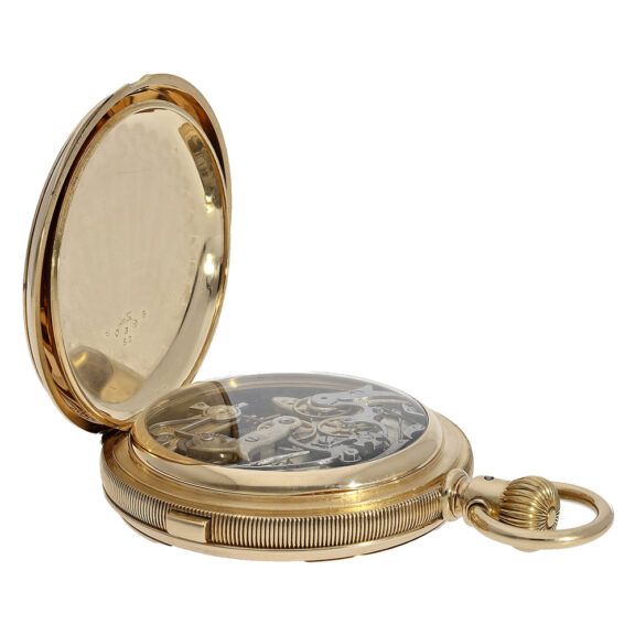 Swiss 14K gold hunting cased chronograph watch Circa 1910 Swiss 14K gold hunting cased chronograph watch Circa 1910