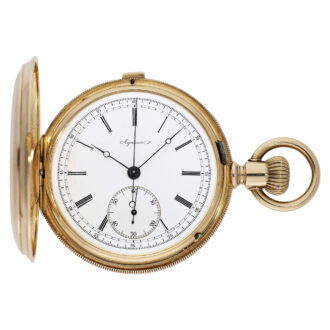 Swiss 14K gold hunting cased chronograph watch Circa 1910
