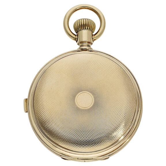 Swiss 14K gold hunting cased chronograph watch Circa 1910 Swiss 14K gold hunting cased chronograph watch Circa 1910