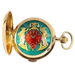 Swiss 18K gold quarter repeater with Jacquemarts Circa 1900
