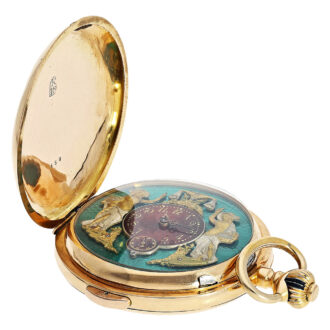 Swiss 18K gold quarter repeater with Jacquemarts Circa 1900