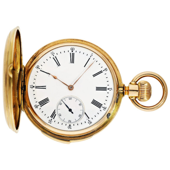 Swiss gold quarter hour repeating lever pocket watch Circa 1890 Swiss gold quarter hour repeating lever pocket watch Circa 1890