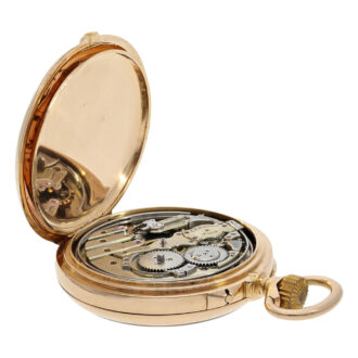 French 18K gold minute repeating keyless pocket watch Circa 1885