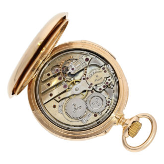 French 18K gold minute repeating keyless pocket watch Circa 1885