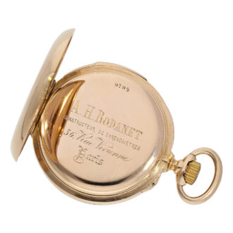 French 18K gold minute repeating keyless pocket watch Circa 1885