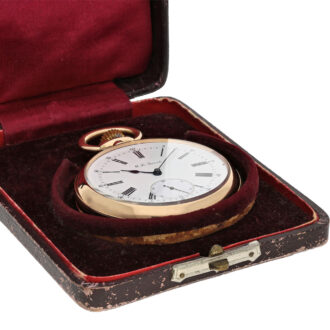 French 18K gold minute repeating keyless pocket watch Circa 1885