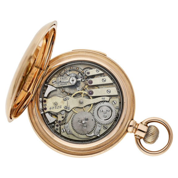 Swiss gold hunting cased five-minute repeating lever Circa 1900 Swiss gold hunting cased five-minute repeating lever Circa 1900