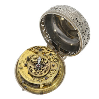 German silver repoussé pair-cased repeating watch Circa 1725