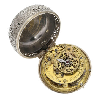 German silver repoussé pair-cased repeating watch Circa 1725
