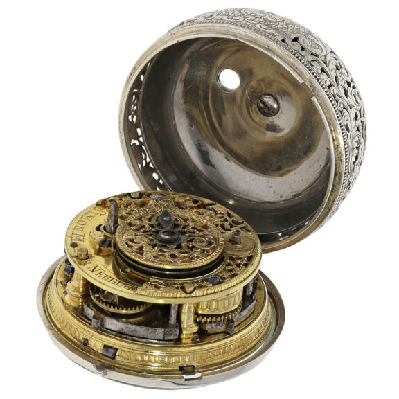 German silver repoussé pair-cased repeating watch Circa 1725 German silver repoussé pair-cased repeating watch Circa 1725