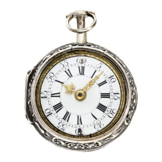 German silver repoussé pair-cased repeating watch Circa 1725