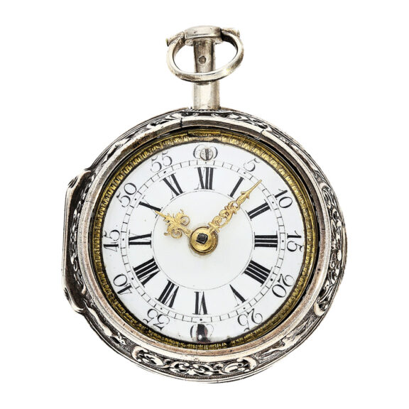German silver repoussé pair-cased repeating watch Circa 1725 German silver repoussé pair-cased repeating watch Circa 1725