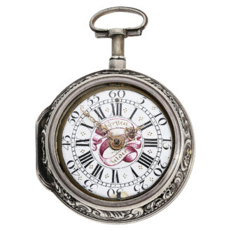 German silver repoussé pair-cased repeating watch Circa 1720