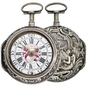 German silver repoussé pair-cased repeating watch Circa 1720