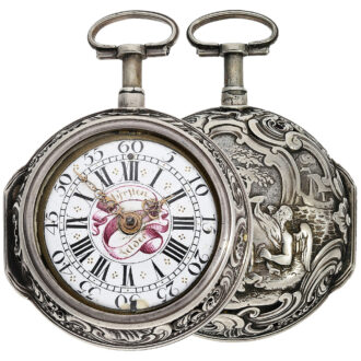 German silver repoussé pair-cased repeating watch Circa 1720