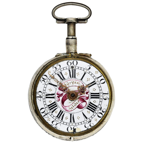 German silver repoussé pair-cased repeating watch Circa 1720 German silver repoussé pair-cased repeating watch Circa 1720