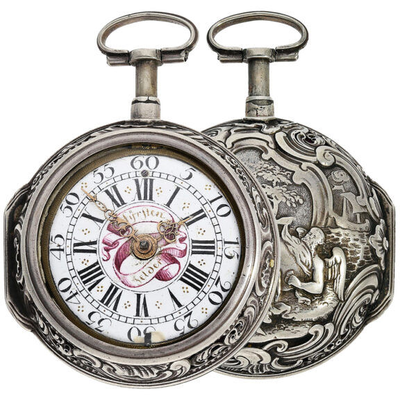 German silver repoussé pair-cased repeating watch Circa 1720
